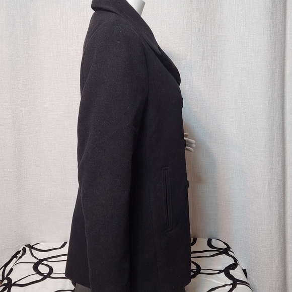 George Double-Breasted Faux Wool Peacoat Jet Black Medium Womens - Picture 11 of 16